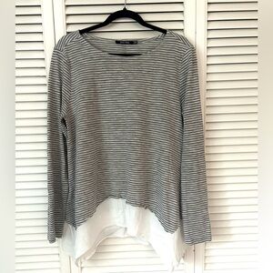 H&M Gray and White Long Sleeve Tee